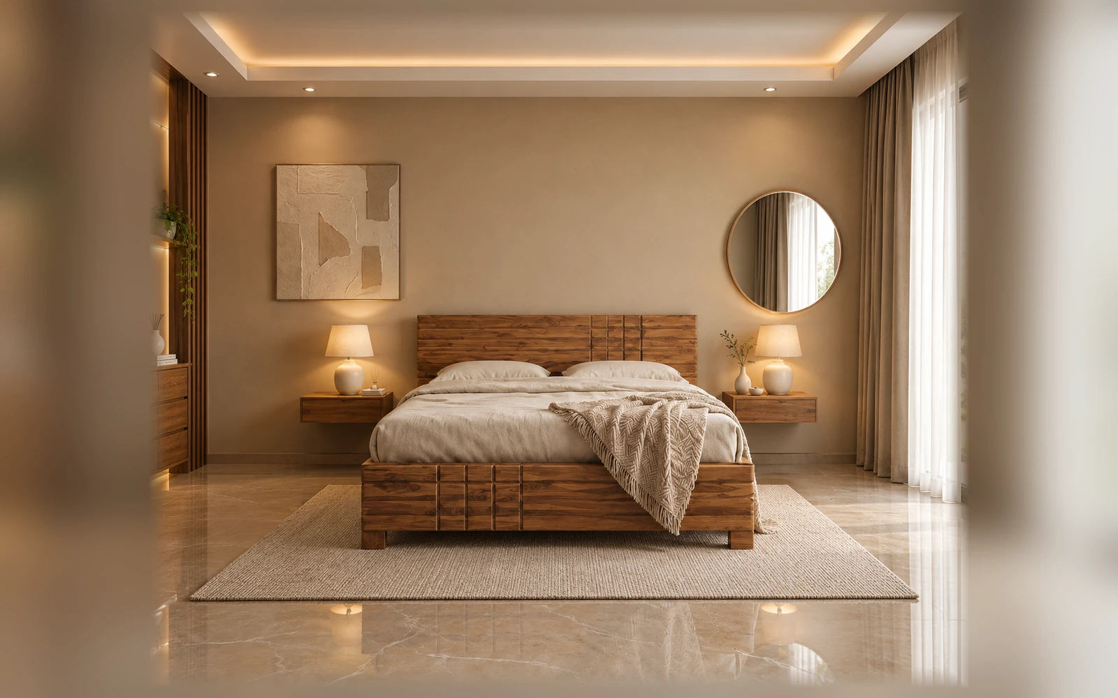 Bed in a home interior
