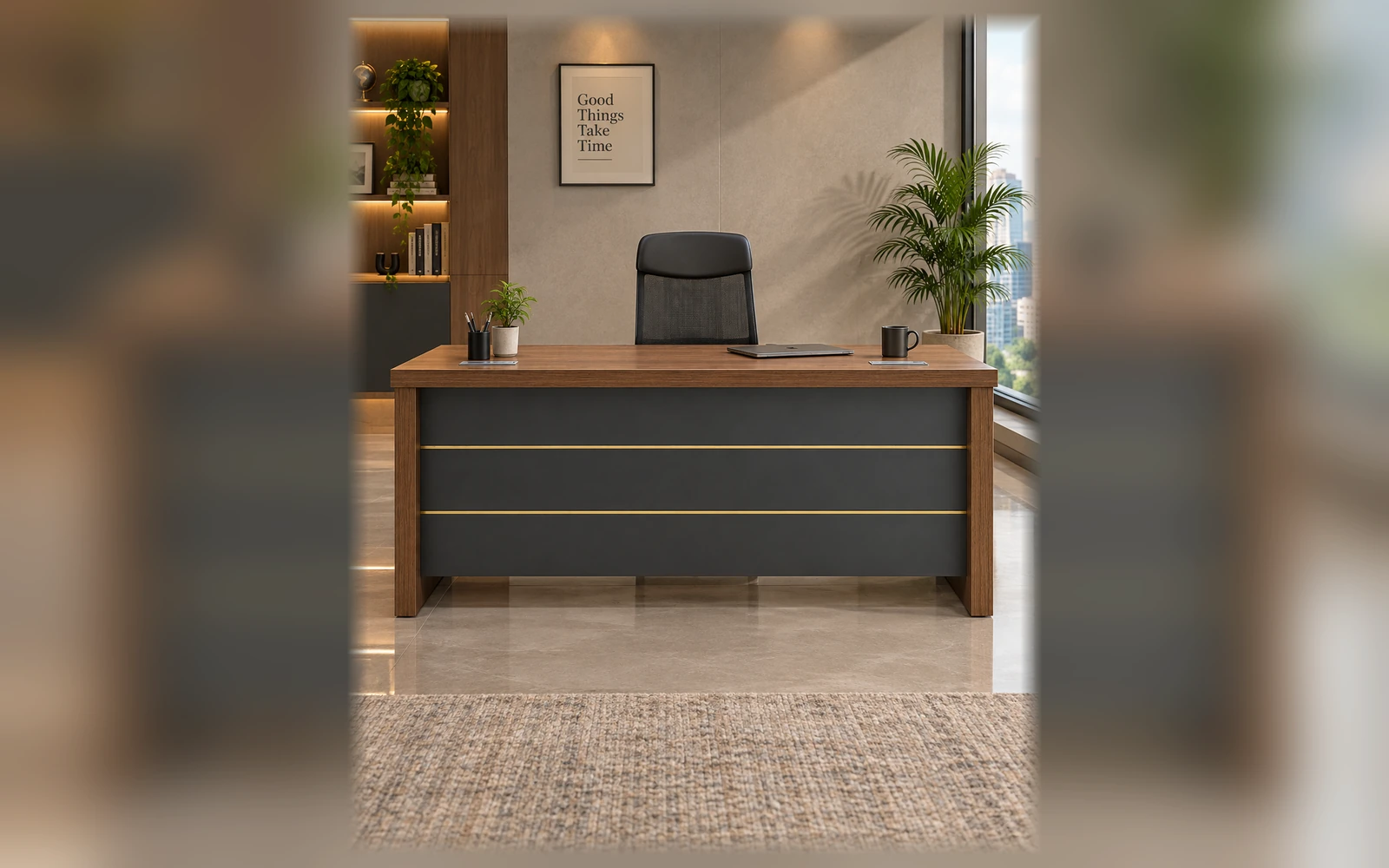 Office furniture in a home interior