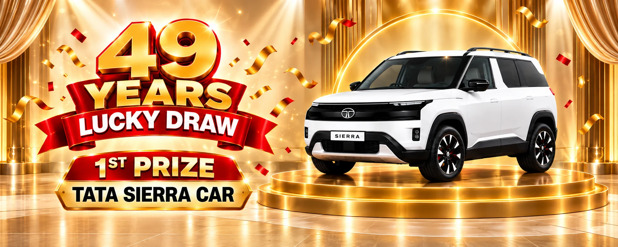Pavan Furniture 49th anniversary lucky draw first prize: Tata Sierra car