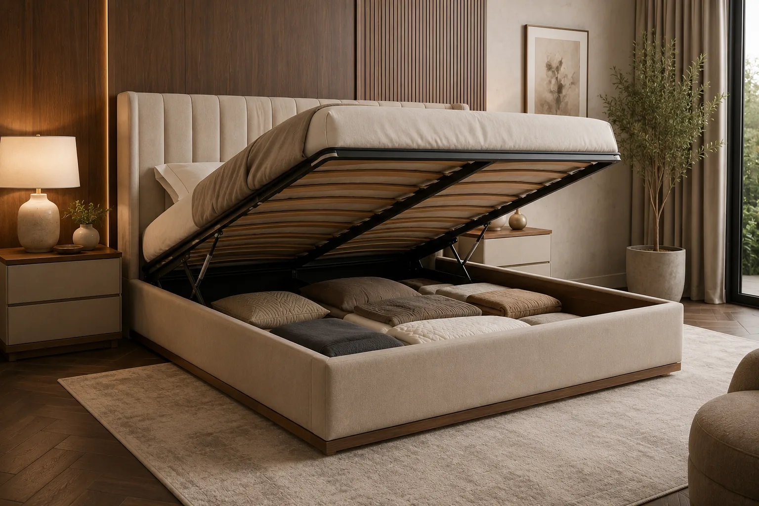Hydraulic storage bed
