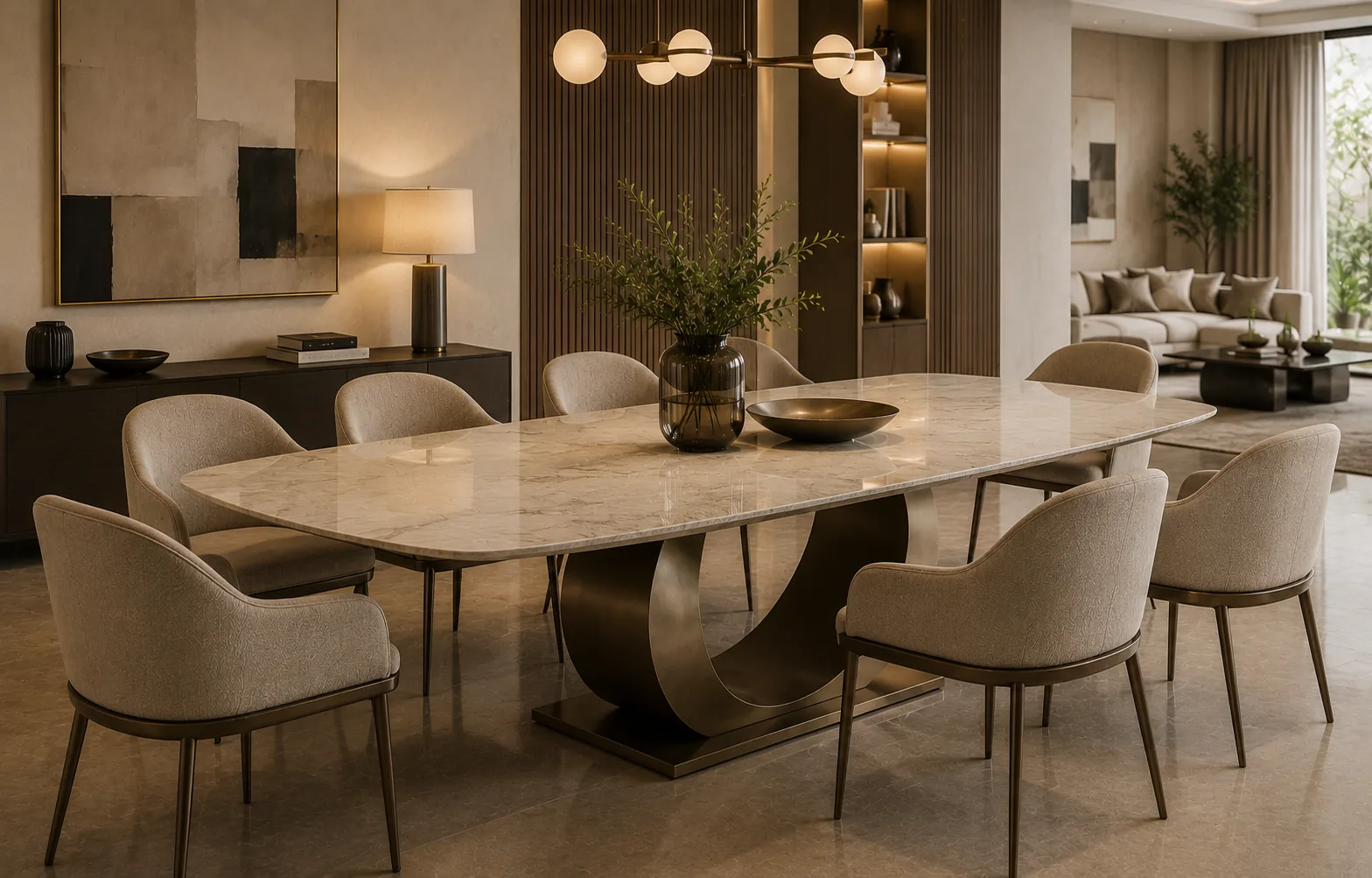 Marble top dining table