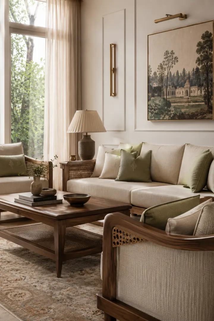Styled custom furniture composition with refined materials and soft daylight