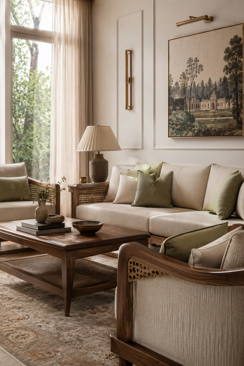Styled custom furniture composition with refined materials and soft daylight