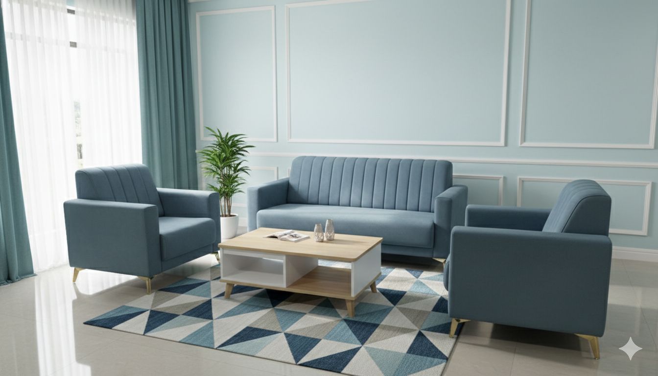 NEOS Velvet Fabric Sofa Set